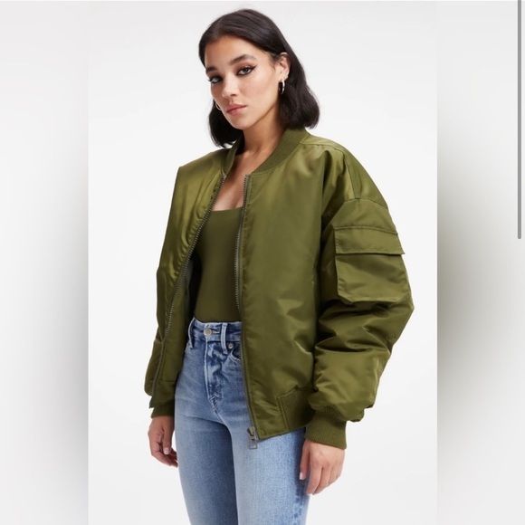 NWT Good American Satin Oversized Bomber Jacket - Picture 3 of 8